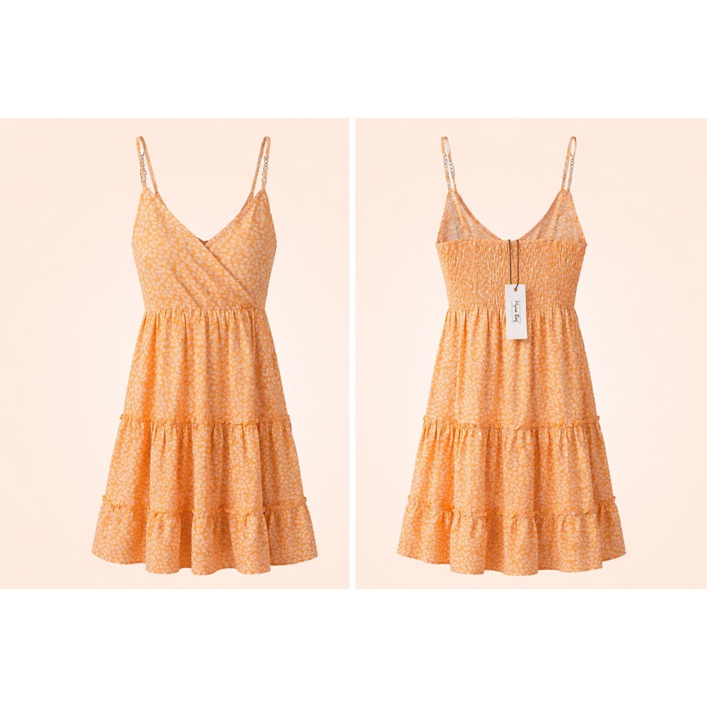 Myra Bag Sundress Large Orange Floral Tiered Boho Summer Dress NWT